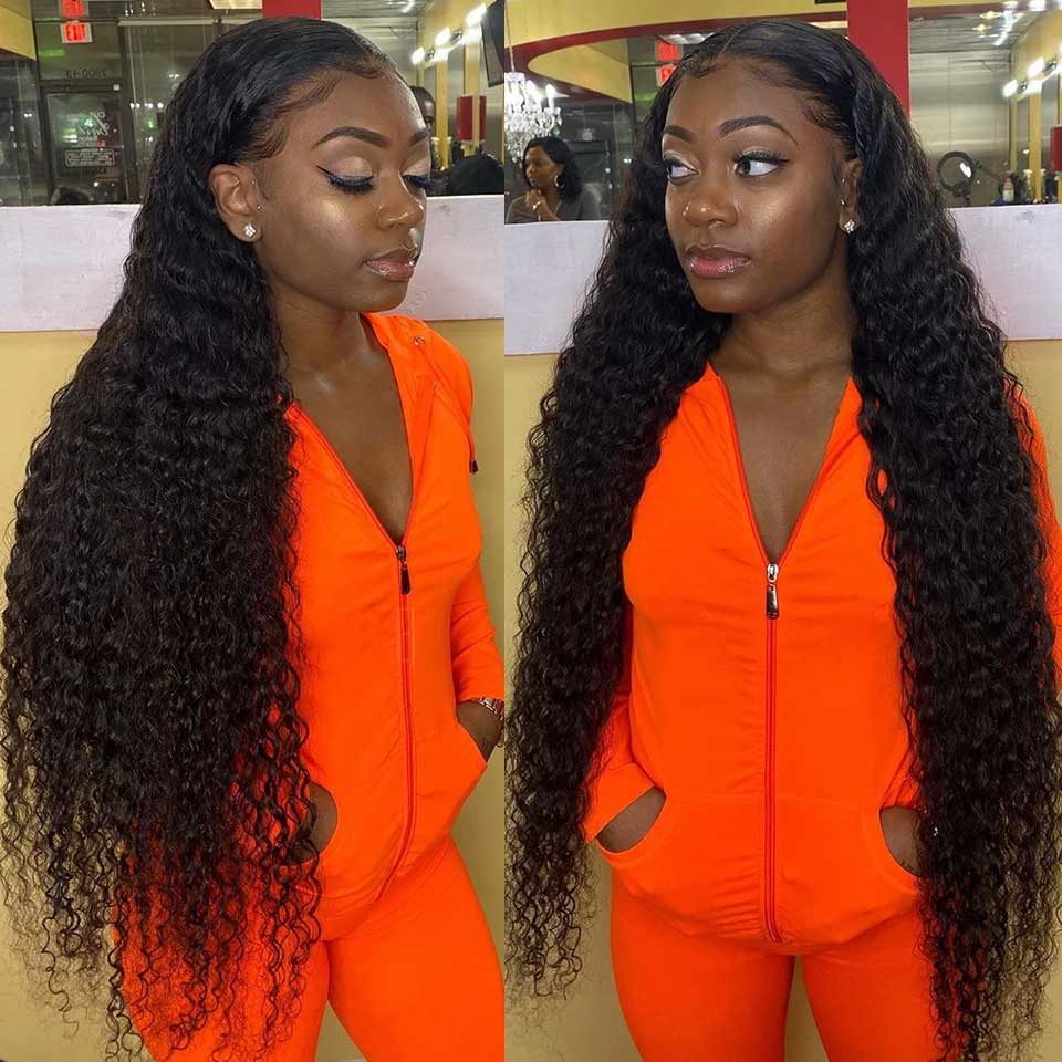 Brazilian Deep Wave Wig with Baby Hair 4X4 Deep Wave Closure Wig Pre-plucked Lace Closure Human Hair Wigs