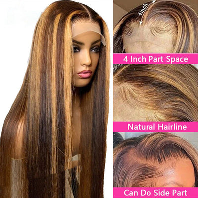 Highlights Straight HD 13*4 13*6 Lace Frontal Human Hair Wigs