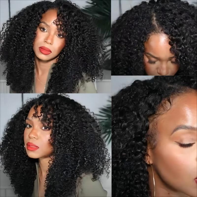 Beginner Friendly V Part Kinky Curly Wig Upgrade U Part Human Hair Wig
