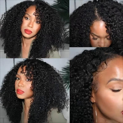 Beginner Friendly V Part Kinky Curly Wig Upgrade U Part Human Hair Wig