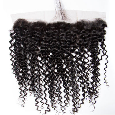 Curly Weave Human Hair 3 Bundle with 13×4 Lace Frontal Closure