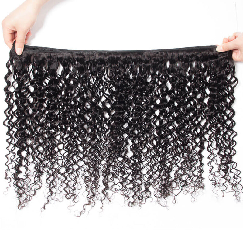 Curly Weave Human Hair 3 Bundle with 13×4 Lace Frontal Closure