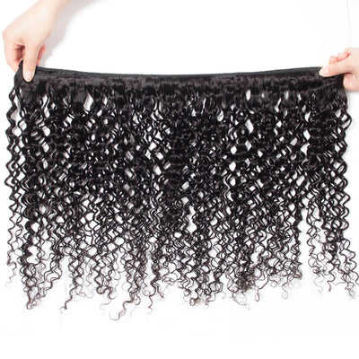 Curly Weave Human Hair 3 Bundle with 13×4 Lace Frontal Closure