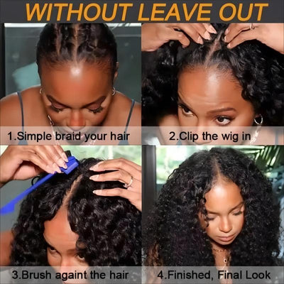 V Part Glueless Water Wave Bob Wig No Leave Out Upgrade