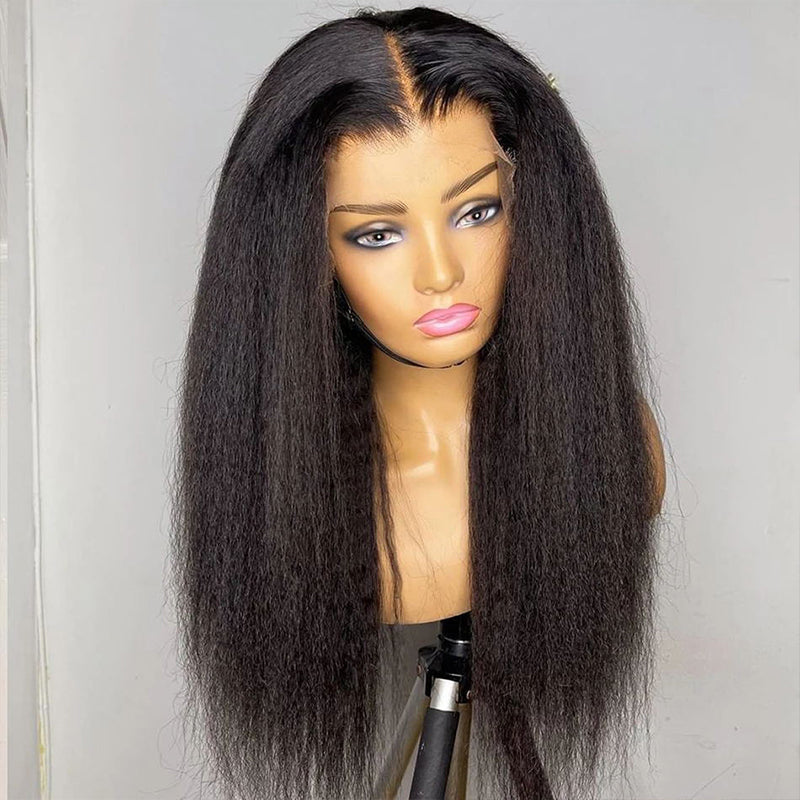Kinky Straight 360 Lace Front Human Hair Wigs  Brazilian Remy Hair