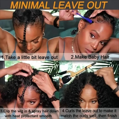 V Part Glueless Water Wave Bob Wig No Leave Out Upgrade