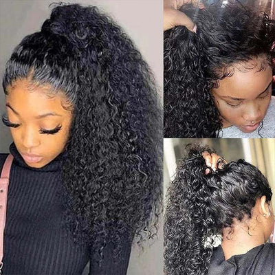 360 Transparent Lace Wigs Curly Wave Human Hair Wigs Pre Plucked