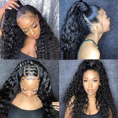 360 Transparent Lace Wigs Curly Wave Human Hair Wigs Pre Plucked