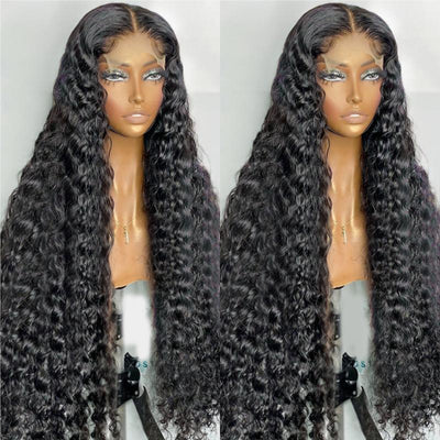 4x4 Lace Closure Human Hair Curly Wigs Pre Plucked Natural Black Color