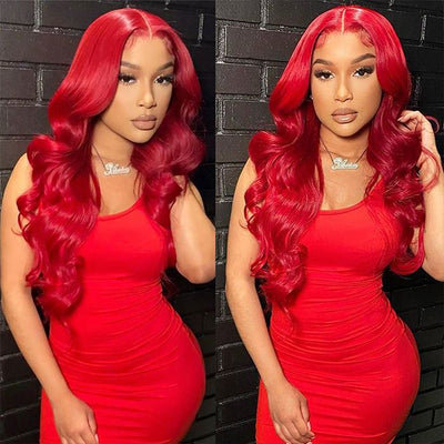Brazilian Straight  Lace Closure Wigs Human Hair Red Wigs