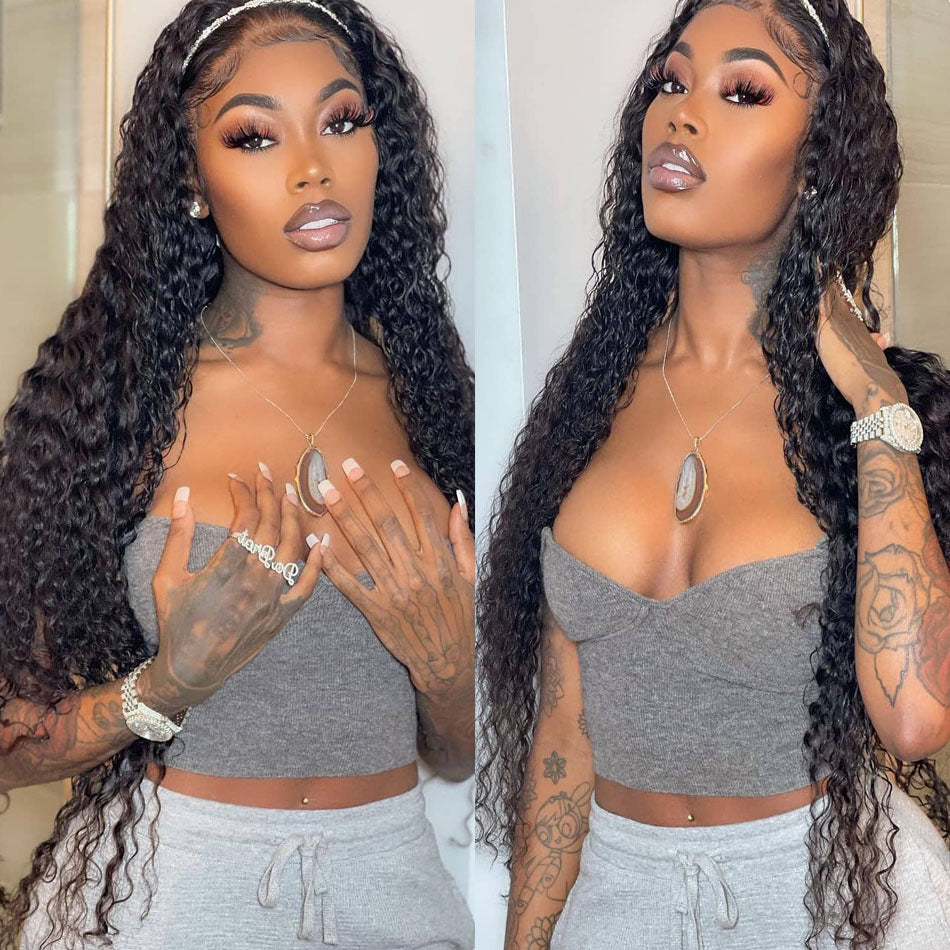 Brazilian Deep Wave Wig with Baby Hair 4X4 Deep Wave Closure Wig Pre-plucked Lace Closure Human Hair Wigs