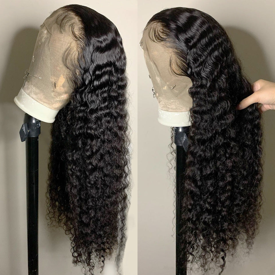 Brazilian Deep Wave Wig with Baby Hair 4X4 Deep Wave Closure Wig Pre-plucked Lace Closure Human Hair Wigs