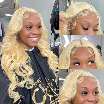 Body Wave Lace Front Glueless 613 Blonde Lace 4x4 Lace Closure Wig With Natural Hairline