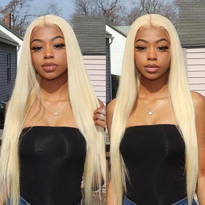 100% Virgin Volume 4x4 Lace Closure Wig 613 Blonde Straight Lace Frontal Wig