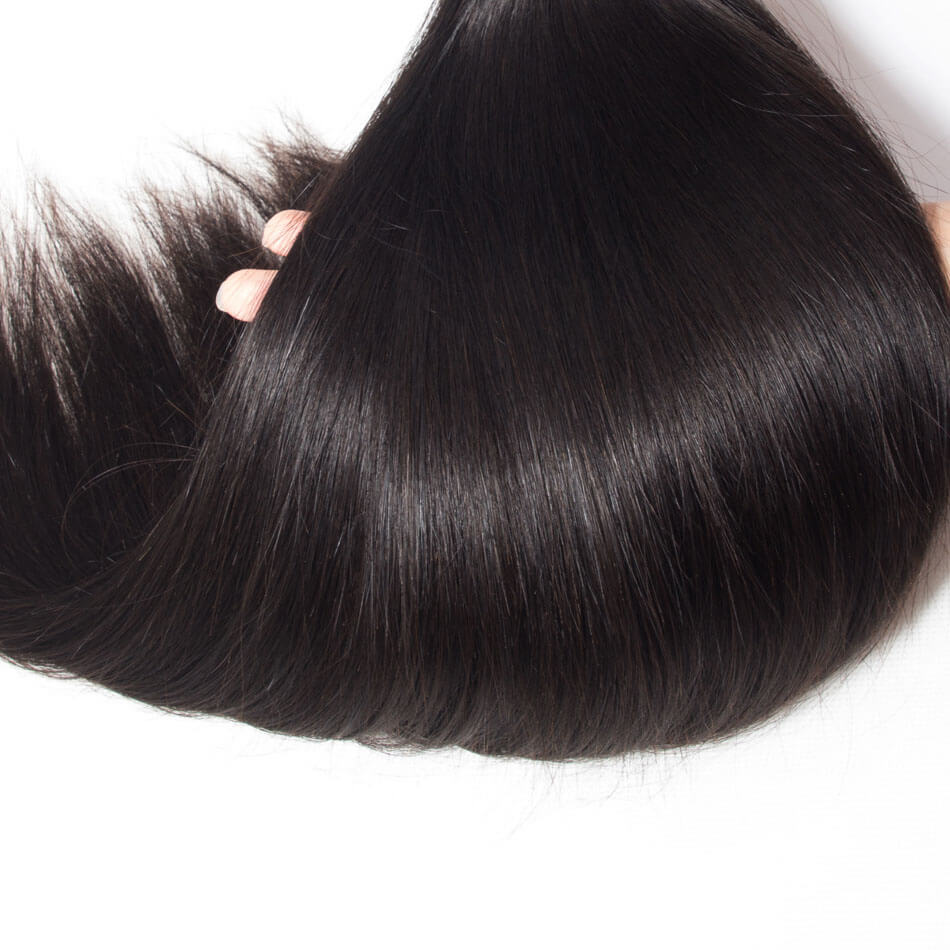 Straight Human Hair Wig 3 Bundles With 4*4 Lace Closure