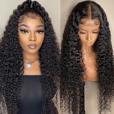 Lace Frontal Natural Pre-plucked Long Curly Wig 100% Human Hair