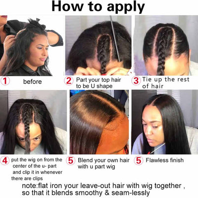 12A Grade Glueless Body Wave U Part Wigs Natural Black Brazilian Human Hair