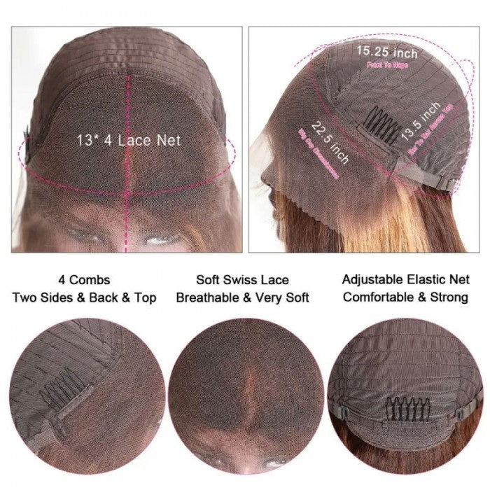 Honey Blonde Highlight 13*4 Body Lace Front Wigs Human Hair