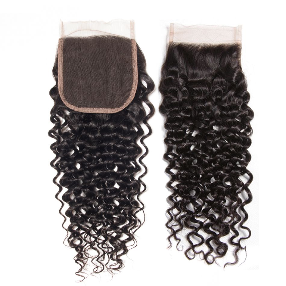 Brazilian Curly Hair With 4*4 Lace Closure 3 Bundles Virgin