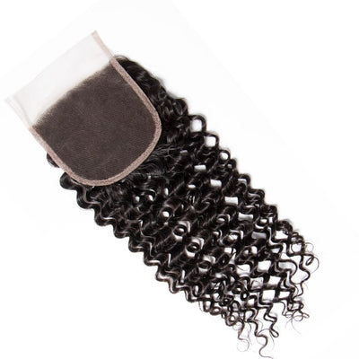 Brazilian Curly Hair With 4*4 Lace Closure 3 Bundles Virgin