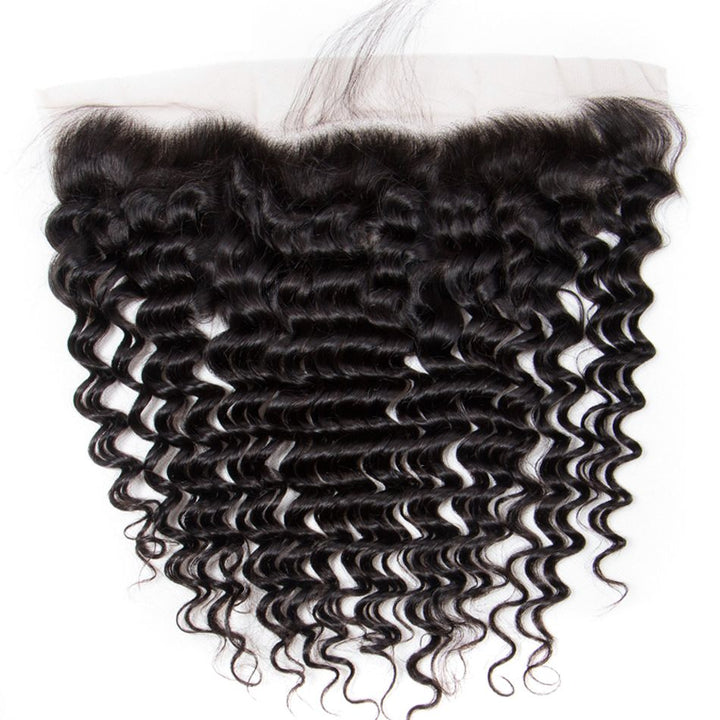Deep Wave Hair 3 Bundles with 13×4 HD Lace Frontal for Full Head