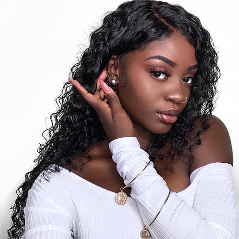 Deep Wave Lace Front Wigs 360 Pre-Plucked Deep Lace Frontal Wig