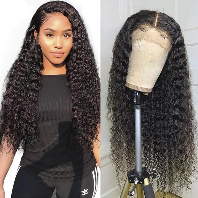360 Lace Frontal Wig Kinky Curly Human Hair Wigs Pre Plucked Transparent Wigs