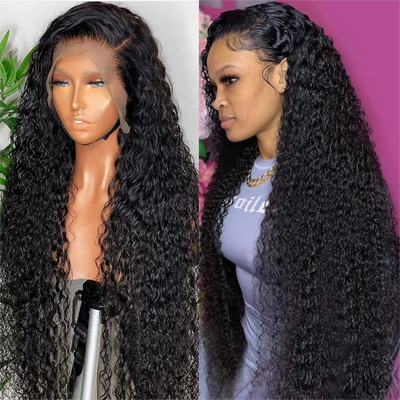 360 Lace Frontal Wig Kinky Curly Human Hair Wigs Pre Plucked Transparent Wigs