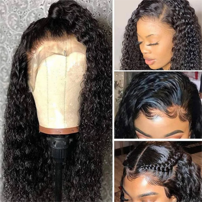 360 Lace Frontal Wig Kinky Curly Human Hair Wigs Pre Plucked Transparent Wigs