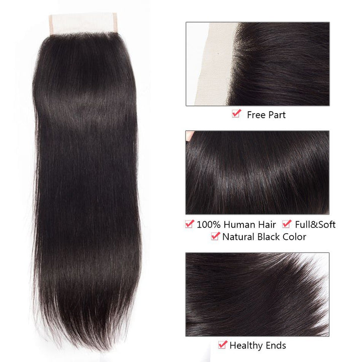 4*4 5*5 6*6 Lace Closure Brazilian Straight Virgin Human Hair