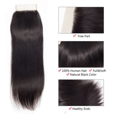 4*4 5*5 6*6 Lace Closure Brazilian Straight Virgin Human Hair