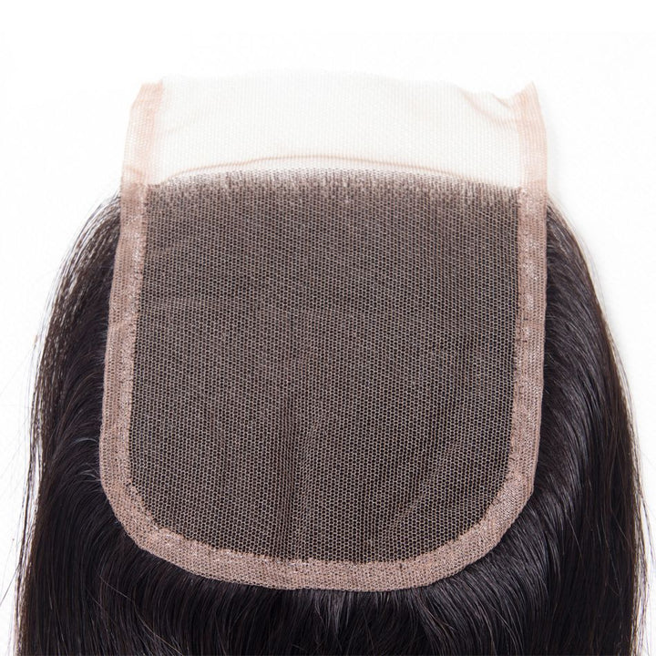 Straight Human Hair Wig 3 Bundles With 4*4 Lace Closure