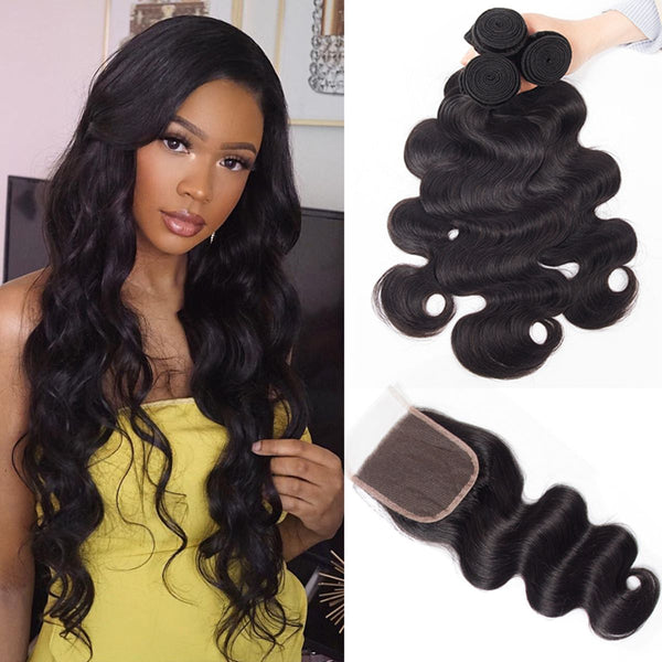 4*4 Lace Closure With Bundles Body Wave 12A Virgin Hair Weave