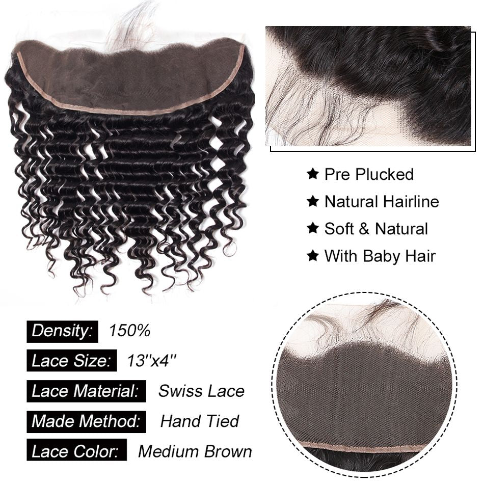 Deep Wave 13*4 Lace Frontal Brazilian Deep Wave