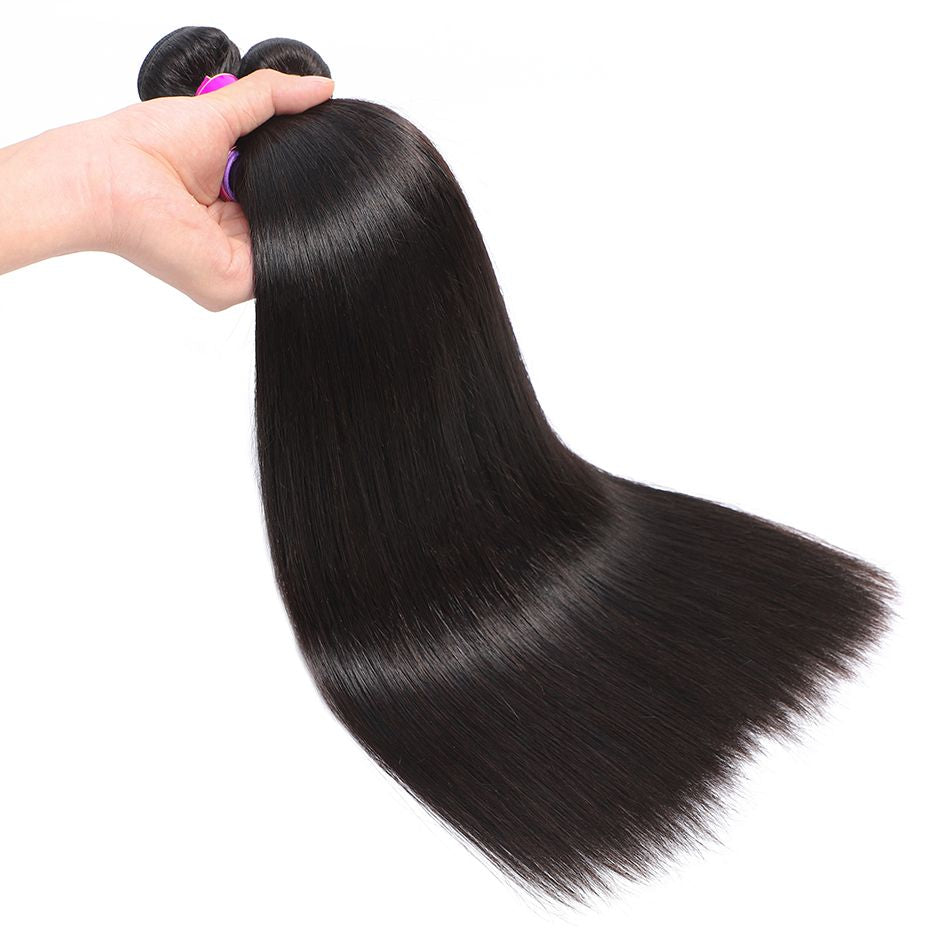 Straight Human Hair Wig 3 Bundles With 4*4 Lace Closure