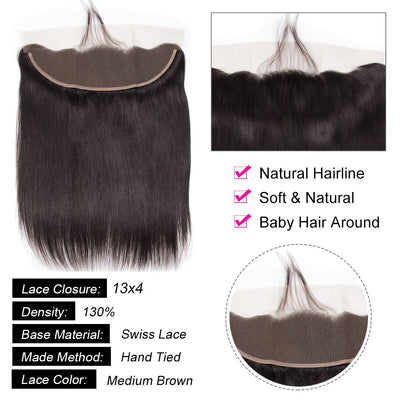 Brazilian 12A Straight 13*4 Lace Frontal Virgin