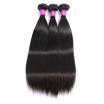 Straight Human Hair Wig 3 Bundles With 4*4 Lace Closure