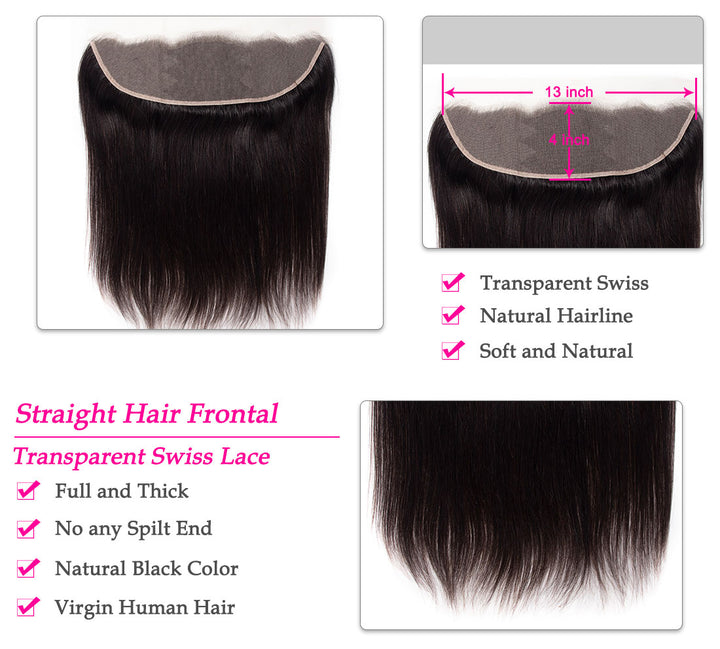 3 Bundles with Lace Frontal 13*4 lace Frontal With Straight Hair