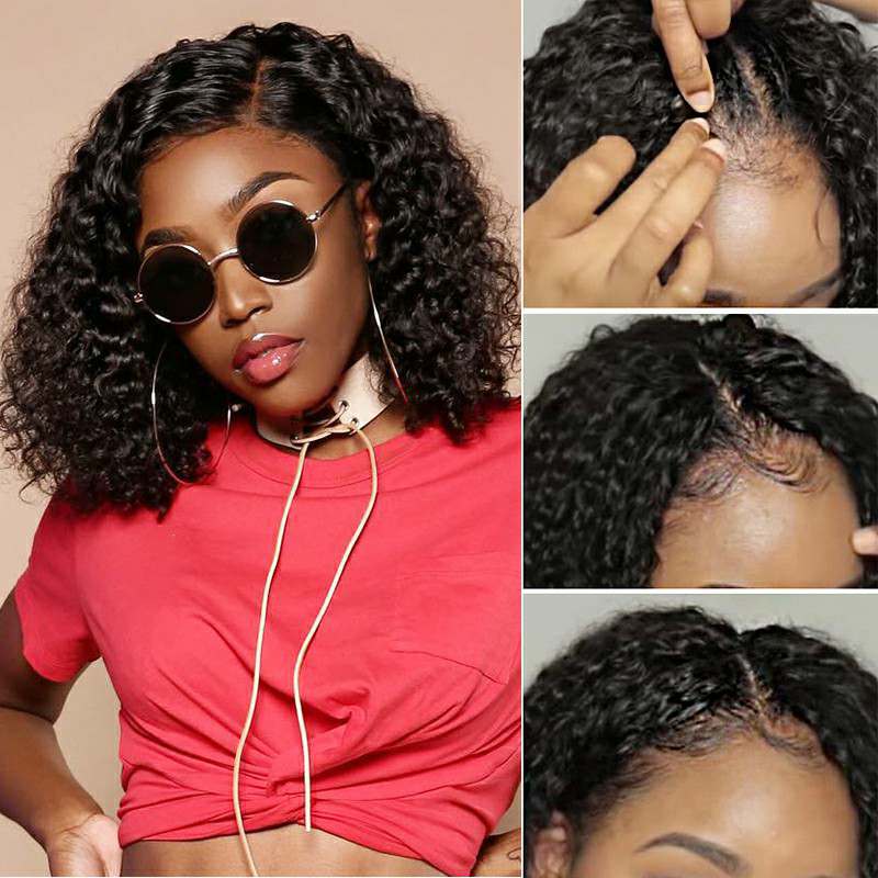 12A Grade Afro Kinky Curly U Part Wigs U Shape Side Part Brazilian Human Hair Wigs Natural Black Color