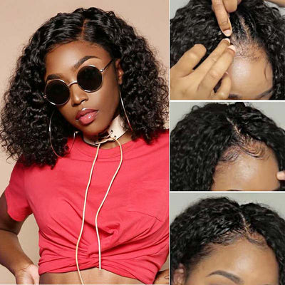 12A Grade Afro Kinky Curly U Part Wigs U Shape Side Part Brazilian Human Hair Wigs Natural Black Color