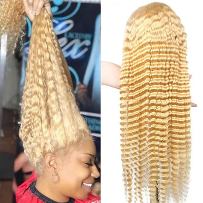 13x4 Undetectable Lace Frontal 613 Blonde Deep Wave Human Hair Wigs