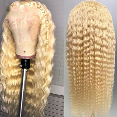 13x4 Undetectable Lace Frontal 613 Blonde Deep Wave Human Hair Wigs
