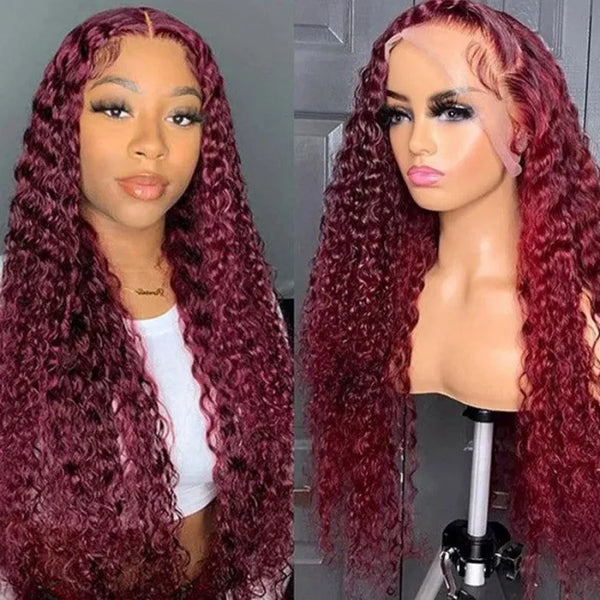 99j Hair Color Curly Lace Human Hair Wig for Sale