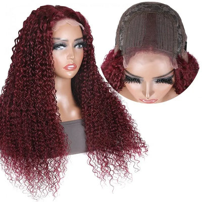 99j Hair Color Curly Lace Human Hair Wig for Sale