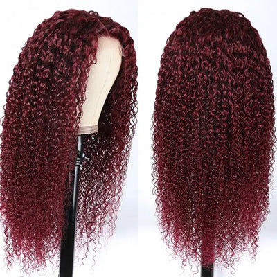 99J Burgundy 4x4 Lace Closure Jerry Curly Human Hair Wig