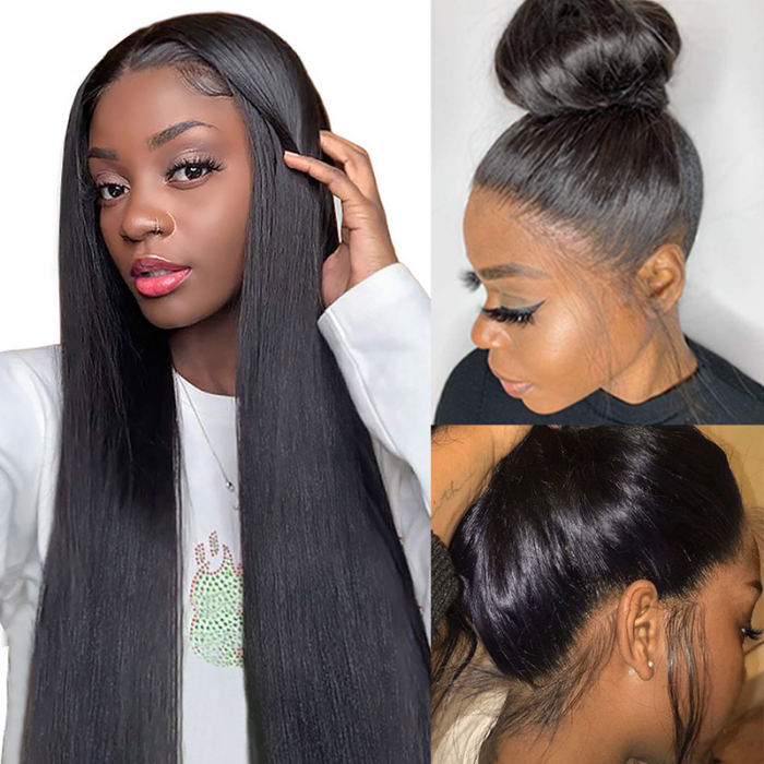 360 HD Lace Frontal Wig Virgin Bone Straight Human Hair Wigs