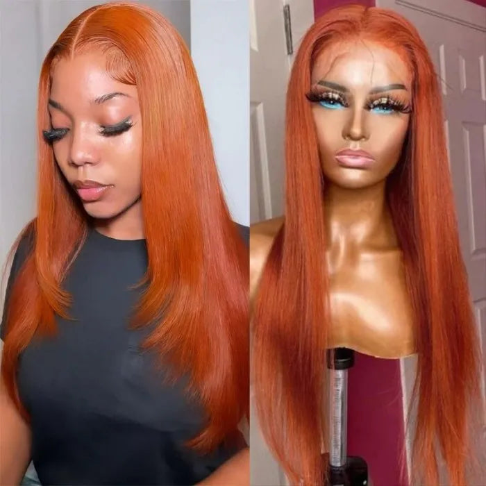 Urnt Orange 13x4 Lace Front Wig With Butterfly Wolf Layered Cut