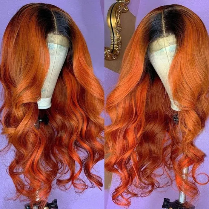 Cinnamon Brunette Loose Wave 13x4 Lace Frontal Wig With Dark Roots