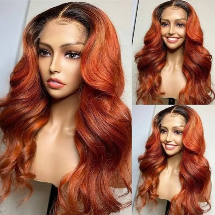 Cinnamon Brunette Loose Wave 13x4 Lace Frontal Wig With Dark Roots