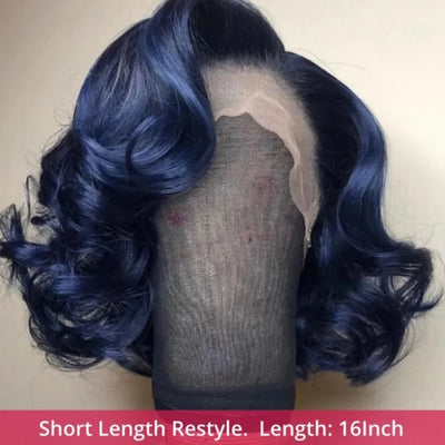 Dark Silver Blue Loose Wave 13x4 Lace Front Wig